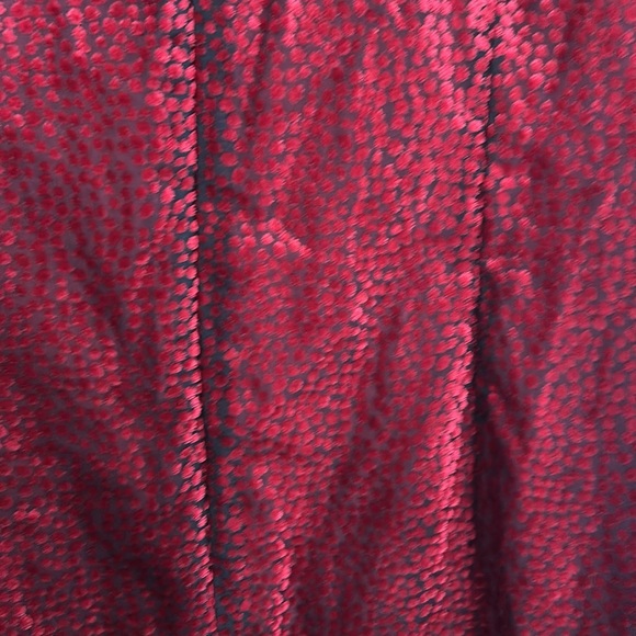 KARL LAGERFELD - Pindot Velvet tie-neck mini dress size 6 red and black - Picture 9 of 10